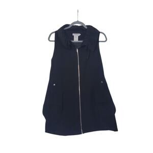 Dzhavael Couture Lagenlook Black Sleeveless Full Zip Vest Dress, Women's Medium